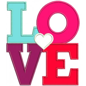 LOVE With Little Heart Applique Machine Embroidery Design Digitized Pattern